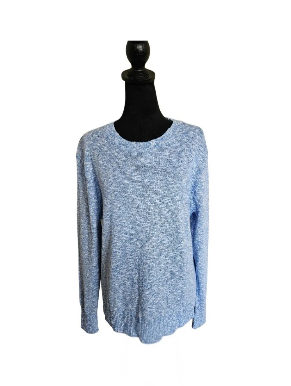 J. Crew Women's  Light Blue Heathered Cotton Blend Crewneck Sweater Size M